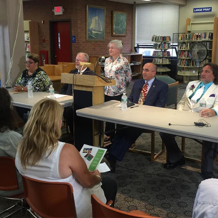 Our Candidates. Notice the man in the white suit and corsage. He had not been, to our knowledge, to a prom or wedding earlier in the evening. (Photo Kim Smith/ GMG)